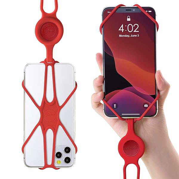 BONE Lanyard Phone Tie 2 Adjustable Silicone Neck Holder for Smartphones Red