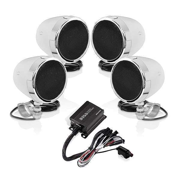Upgrade Your Ride: BOSS MC470B 3-Inch Motorcycle Speakers & Bluetooth Amplifier - Weatherproof & ATV/UTV Compatible