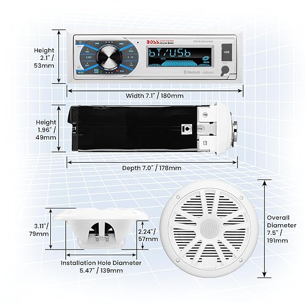 BOSS Audio Systems MCK632WB6 Bluetooth Car Stereo Receiver with USB Port and Weatherproof Dual Cone Speakers - Image 4