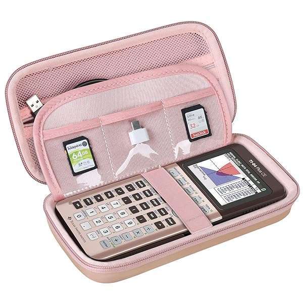 Buy BOVKE Hard Case for TI-84 Plus CE & TI-83 Plus - Rose Gold with Extra Pocket for Cables & Charger - Image 2