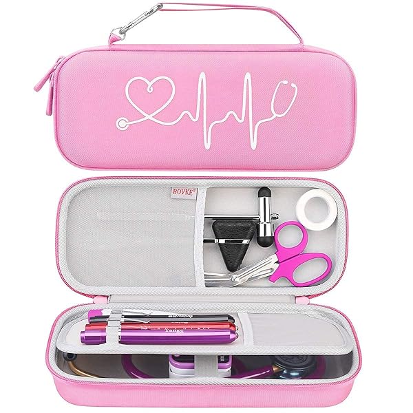 Buy BOVKE Hard Stethoscope Case for 3M Littmann & MDF - Lightweight, Extra Room for Accessories, Pink