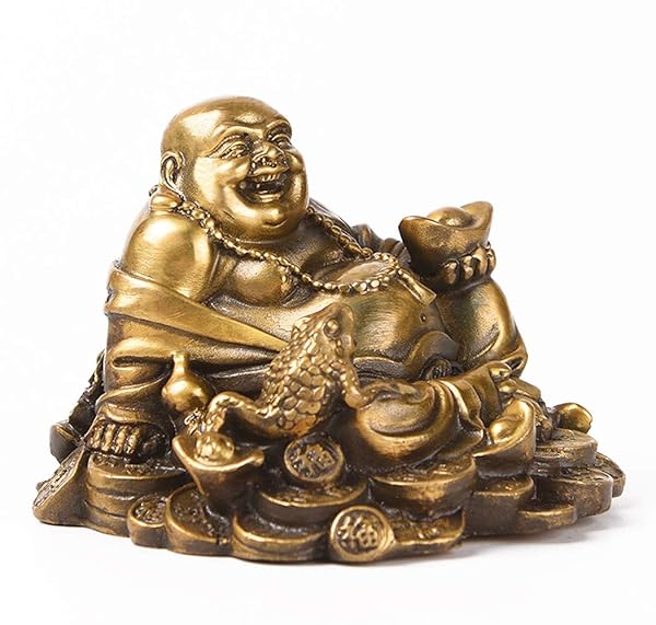 BRABUD Brass Laughing Buddha & Money Frog: Home Decor for Peace & Wealth | TQ163