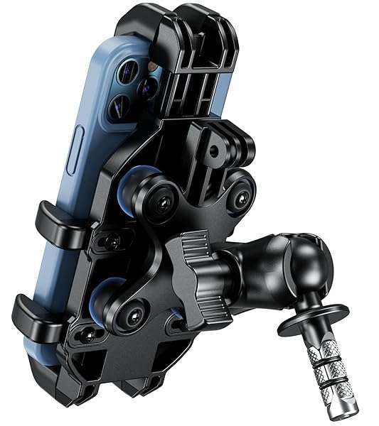 BRCOVAN Motorcycle Phone Mount with Vibration Dampener - Fits 12mm-25.4mm Stem, Compatible with 5.4''-7.2'' Smartphones