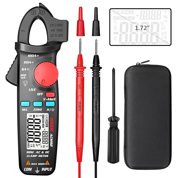 BSIDE DC Current Clamp Meter: 6000 Counts Digital Multimeter with V-Alert, Continuity, Ohm, and Hz Testing Features - Image 3