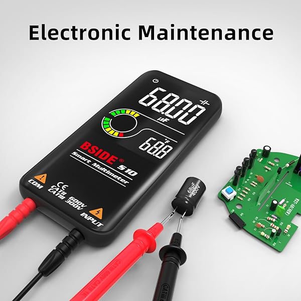 BSIDE Digital Multimeter: 9999 Counts Auto-Ranging LCD Voltmeter for Voltage, Capacitance, Resistance & More with Flashlight - Image 6