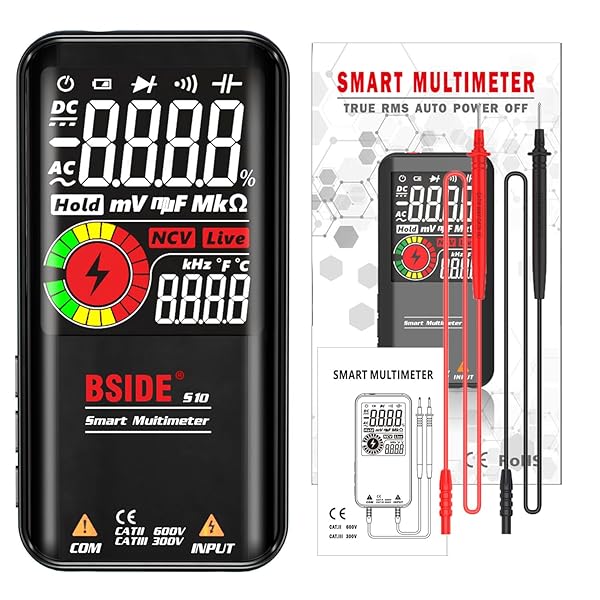 BSIDE Digital Multimeter: 9999 Counts Auto-Ranging LCD Voltmeter for Voltage, Capacitance, Resistance & More with Flashlight - Image 10