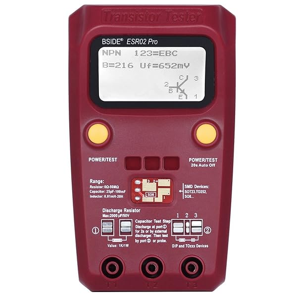BSIDE BSIDE ESR02 PRO Digital Transistor SMD Tester Multimeter for Diodes Triodes Capacitance Inductance and ESR Measurement