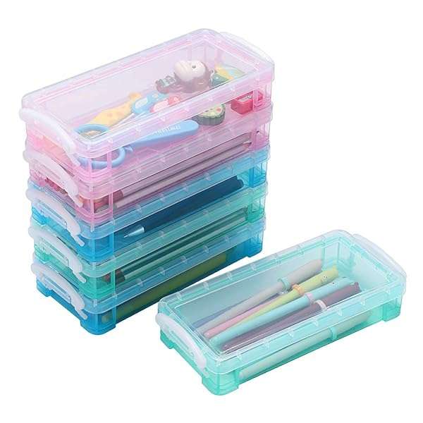 BTSKY BTSKY Large Capacity Pencil Box - 6 Pack Organizer for Office & Art Supplies in 3 Colors