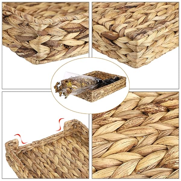 BTSKY Multipurpose A4 File Tray Natural Water Hyacinth Desk Tray Organizer Woven Letter Size Desk Documents Trays Magazine Files Storage Basket - Image 5