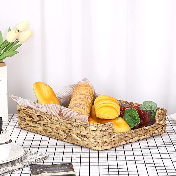 BTSKY Multipurpose A4 File Tray Natural Water Hyacinth Desk Tray Organizer Woven Letter Size Desk Documents Trays Magazine Files Storage Basket - Image 6