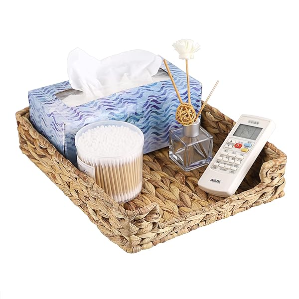 BTSKY BTSKY Multipurpose A4 File Tray Natural Water Hyacinth Desk Tray Organizer Woven Letter Size Desk Documents Trays Magazine Files Storage Basket