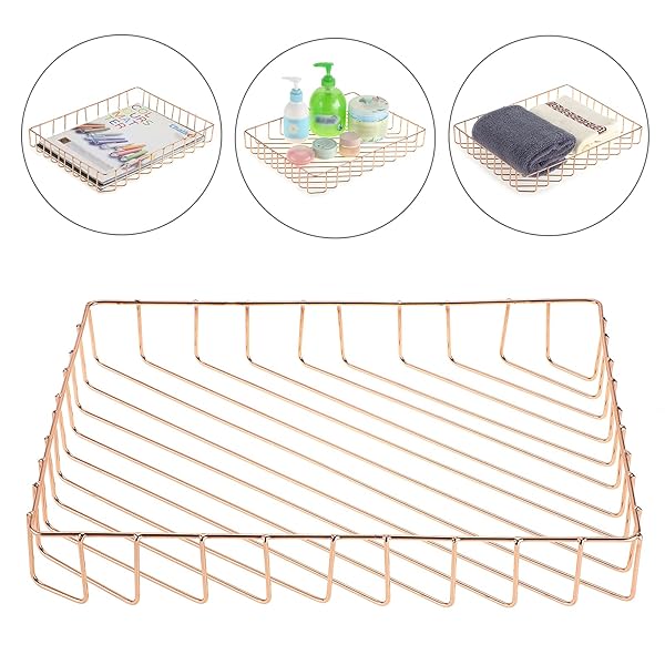 BTSKY Rose Gold A4 File Tray Organizer Elegant Desk Storage for Documents Magazines Office and Bathroom Use - Image 4