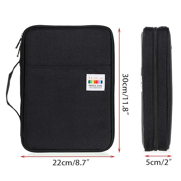 BTSKY Portable Colored Pencil Case Large Capacity Organizer for 166 Pencils or 112 Gel Pens Black Zippered Holder - Image 3
