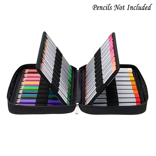 BTSKY Portable Colored Pencil Case Large Capacity Organizer for 166 Pencils or 112 Gel Pens Black Zippered Holder - Image 5
