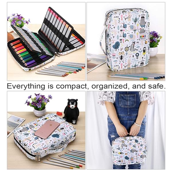 BTSKY Portable Colored Pencil Case Large Capacity Organizer for 166 Pencils or 112 Gel Pens Ideal for Artists and Students - Image 4