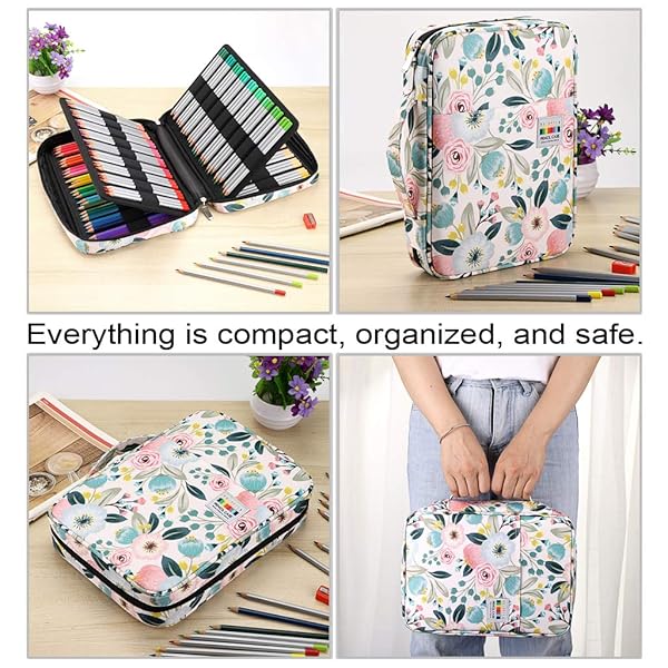 BTSKY Portable Colored Pencil Case Large Capacity Organizer for 166 Pencils or 112 Gel Pens Ideal for Artists and Students - Image 5