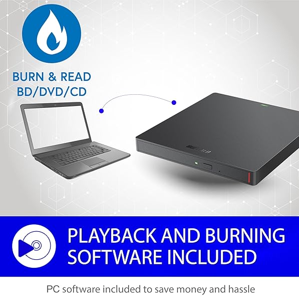 BUFFALO MediaStation 6X Portable Blu-ray Drive: USB-C, Plays & Burns Blu-rays, DVDs, CDs for PC/Mac Laptops & Desktops - Image 7