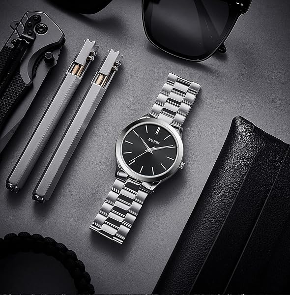 BUREI Minimalist Business Men's Waterproof Quartz Watch Stainless Steel Stylish Gift for Men - Image 4