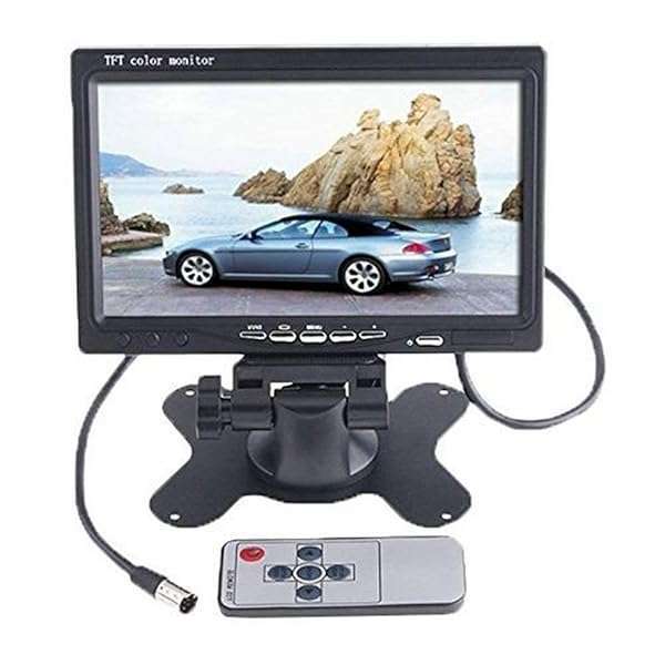 BW 7-Inch High-Res 800x480 TFT Car Rear View Monitor with Rotating Screen & Dual AV Inputs