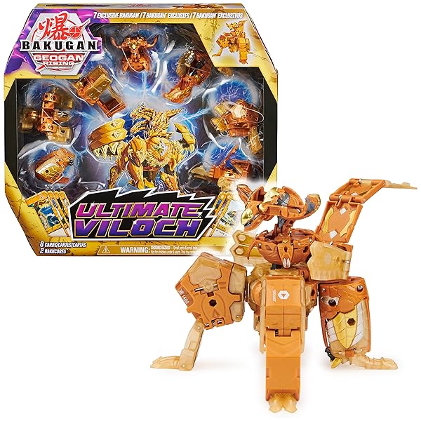 Bakugan Ultimate Viloch 7-in-1 Exclusive Action Figure with BakuCores and Trading Cards for Kids Toys Boys Geogan Rising Collectible