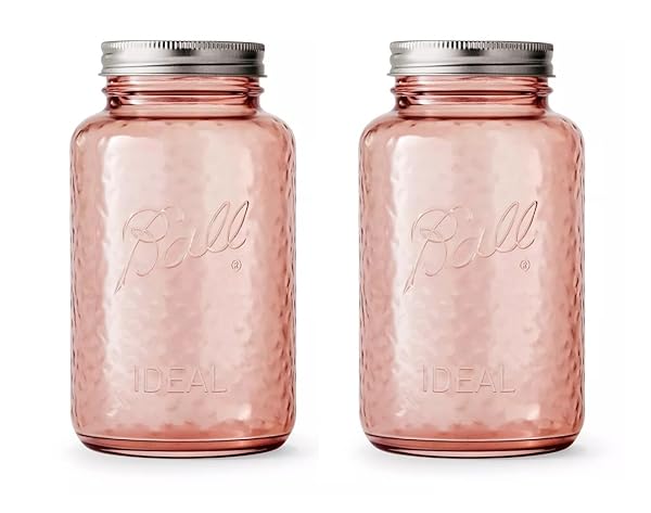 Vintage Rose Canning Jars - 32 Oz Regular Mouth Quart Ball Collector's Edition, Pack of 2 with Lids & Bands - Image 2
