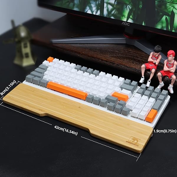 Bamboo Wrist Rest for Computer Keyboard, Ergonomic Mechanical Keyboard Wrist Pad, Hard Wrist Rest for Easy Typing Pain Relief, Anti-Slip Keyboard - Image 9