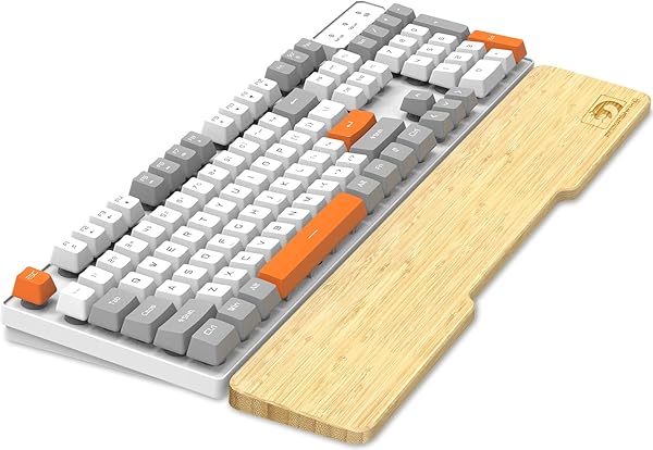 Bamboo Wrist Rest for Computer Keyboard, Ergonomic Mechanical Keyboard Wrist Pad, Hard Wrist Rest for Easy Typing Pain Relief, Anti-Slip Keyboard