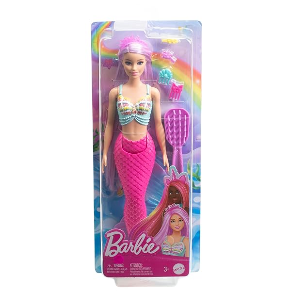 Barbie Mermaid Doll with 7-Inch Pink Hair & Colorful Accessories for Fun Styling Play - Image 9