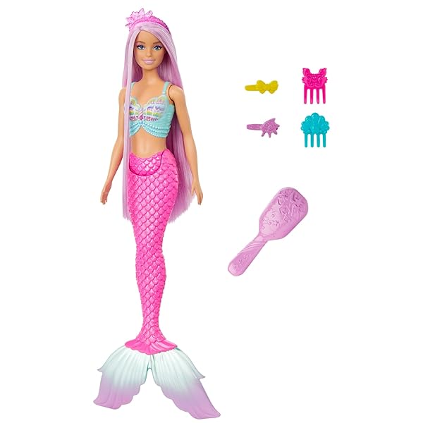 Barbie Mermaid Doll with 7-Inch Pink Hair & Colorful Accessories for Fun Styling Play - Image 2