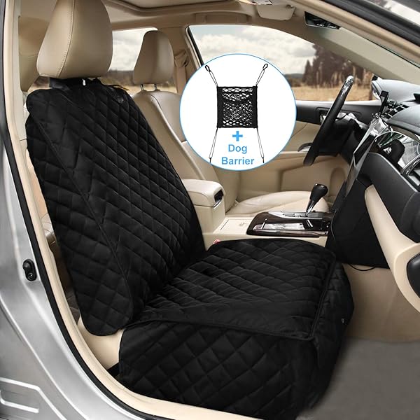 Bark Lover Deluxe Dog Seat Cover Waterproof Durable Nonslip Front Seat Protector Universal Size for Dogs and Kids Black