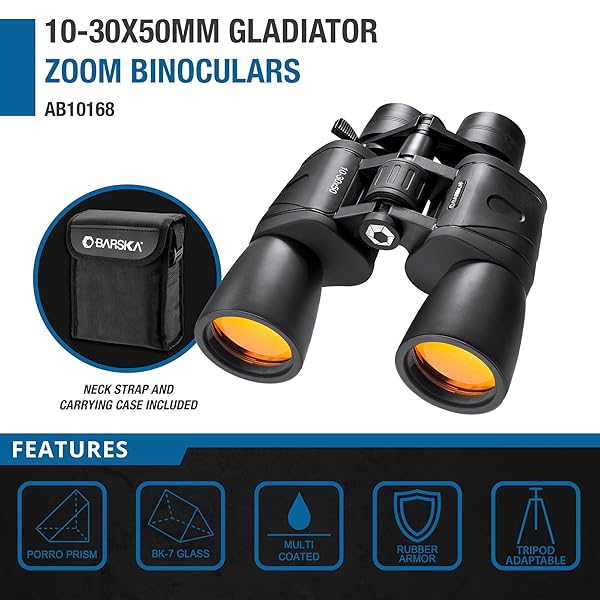 Barska Gladiator 10-30x50 Zoom Binoculars: Perfect for Stargazing, Birding, Hiking & Camping Adventures - Image 4