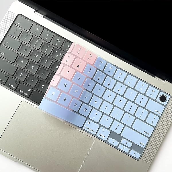 Batianda Premium Gradient Color Keyboard Cover for MacBook Pro 14 16 2024 2023 and MacBook Air 13 15 Soft Touch Silicone Pink to Blue - Image 5