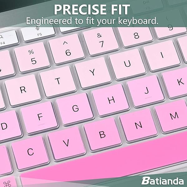 Batianda Ultra Thin Ombre Color Keyboard Cover for MacBook Air 13 Inch 2020 A2337 M1 Chip Waterproof Durable Silicone Skin Gradient Pink - Image 5