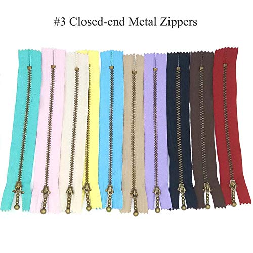 Beaulegan Metal Zippers 10 Pcs Antique Brass Close-end 6 Inch Assorted Color for Sewing and Craft Projects - Image 2