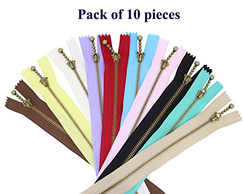 Beaulegan Metal Zippers 10 Pcs Antique Brass Close-end 6 Inch Assorted Color for Sewing and Craft Projects - Image 5