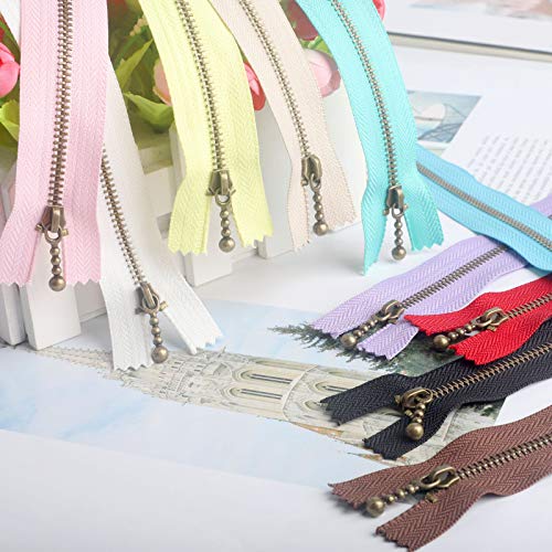 Beaulegan Metal Zippers 10 Pcs Antique Brass Close-end 6 Inch Assorted Color for Sewing and Craft Projects - Image 7