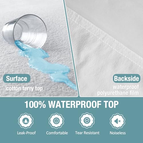 Bedecor 2 Packs Twin Mattress Protector Waterproof Protection Soft Cotton Terry Top Cover,Mattress Cover 38"×75" for Babies Pregnant Women Incontinent Persons Deep Pocket to 18" White - Image 5