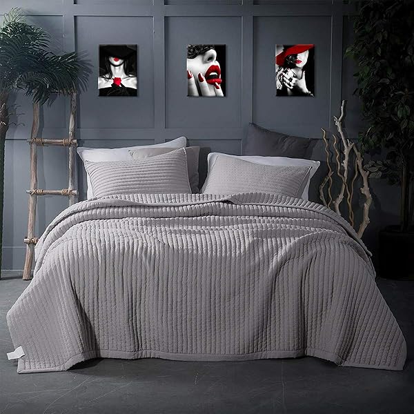 Chic Bedroom & Bathroom Decor: Red Lips, Black & White Art, Red Rose Canvas - Modern 3-Piece Wall Art for Home & Office - Image 8