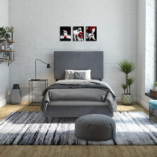 Chic Bedroom & Bathroom Decor: Red Lips, Black & White Art, Red Rose Canvas - Modern 3-Piece Wall Art for Home & Office - Image 9