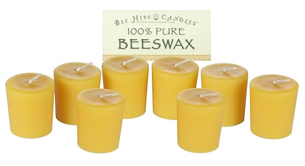 Bee Hive Candles 100 Percent Pure Beeswax Votive Candles 15 Hour Pack of 8 Natural