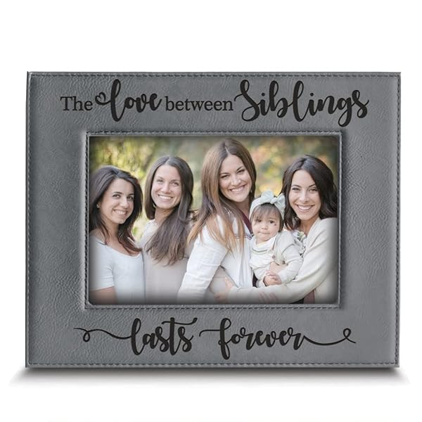 Bella Busta Engraved Leather Picture Frame 5x7 Horizontal Celebrating the Love Between Siblings Forever