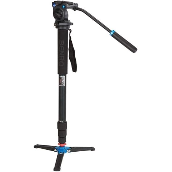 Benro Benro A38TDS2 Monopod with 3-Leg Base & S2 Head - 4 Sections, Twist Lock, Durable Black Design