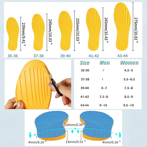 Besnoht Pronation Insoles for Arch Support and Correcting OX Legs Flat Feet and Heel Pain for Men and Women Size 35-36 - Image 7
