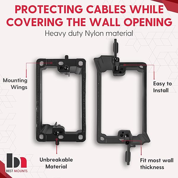 BestMounts 12 Pack Low Voltage Mounting Brackets for Easy Cable Management - Perfect for Drywall Outlet & Wall Plates - Image 6