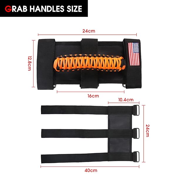 "Bestaoo Roll Bar Grab Handles for Jeep Wrangler & Gladiator - Paracord Grip, Metal Buckle, Fits 2-4" Roll Bars (1955-2022)" - Image 5