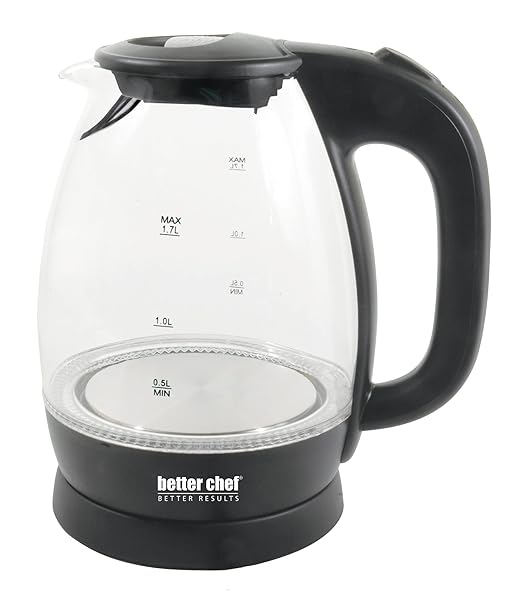 Better Chef Cordless Electric Glass Kettle | 7-Cup Borosilicate Glass | LED Light | 360-deg Swivel Base | Auto Boil-Dry Shut-Off (Black) - Image 3