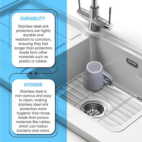 Better Houseware Stainless Steel Sink Protector Mat Rack for Kitchen Sinks 18 x 12 x 1 Durable Bottom Protection - Image 5