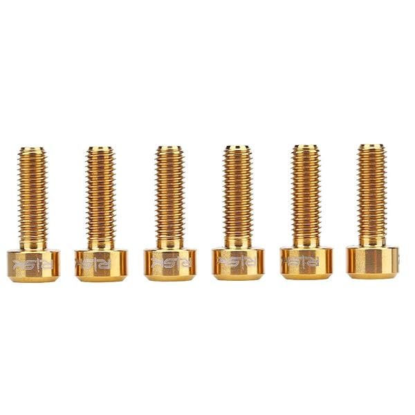 Bicycle Stem Screw M5 x 16mm Alloy Bike Bolts for Disc Brake Caliper Handlebar Stem Rear Rack Water Bottle Cage Holder 6PCS Gold