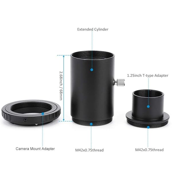 Bindpo Camera Adapter for Nikon F Mount with 1.25 inch Telescope Eyepiece Extension Tube and M42 Filter Threads T2 Ring Lens Adapter - Image 9