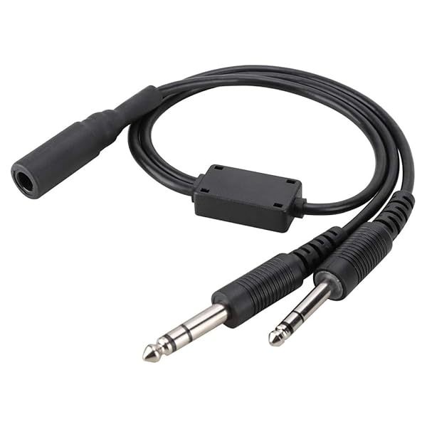 Bindpo U174 Headset Adapter Cable: Dual GA Plugs for Helicopter & General Aviation Headphones - Image 2